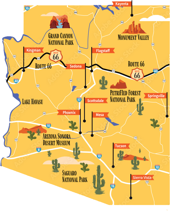 A cartoony map of Arizona.